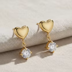 Hjerte-øredobber med Glitrende Stein