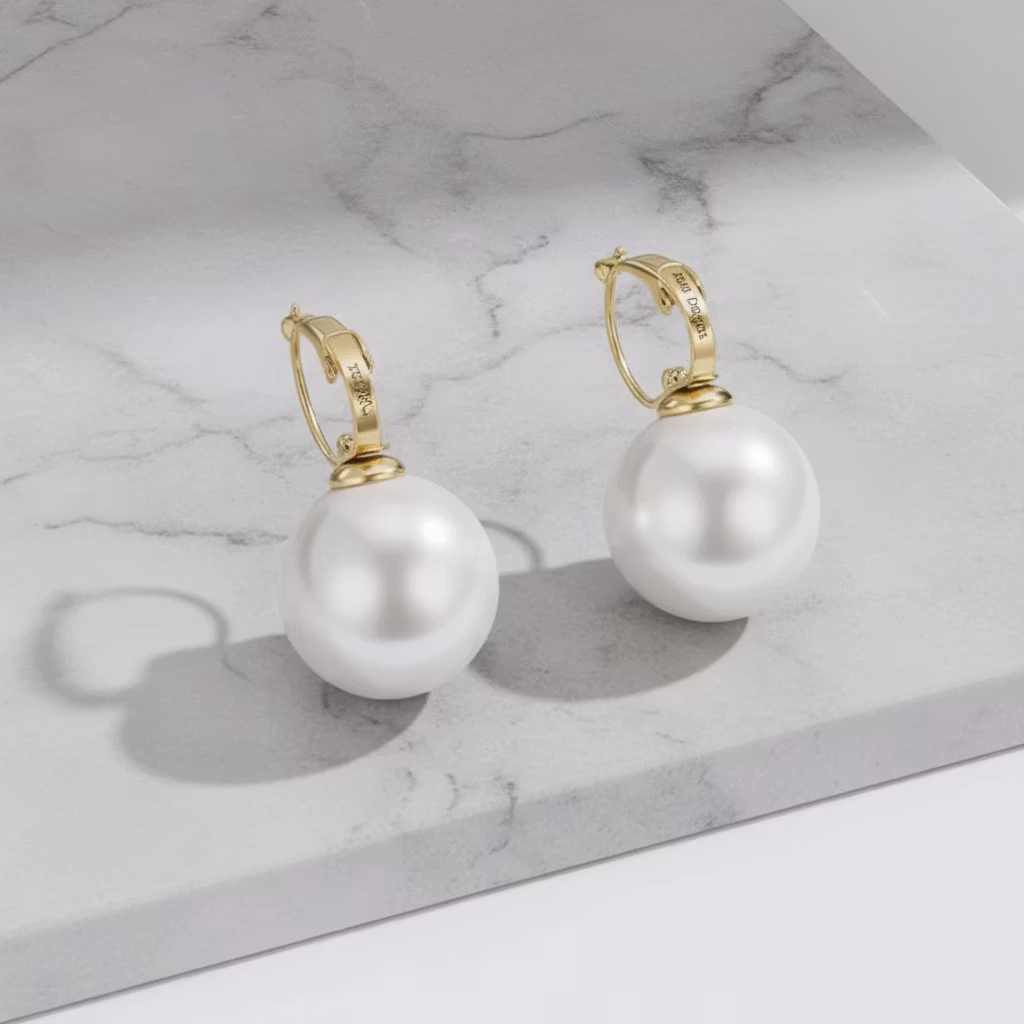 Klassiske Perle-øredobber med Gullhoops