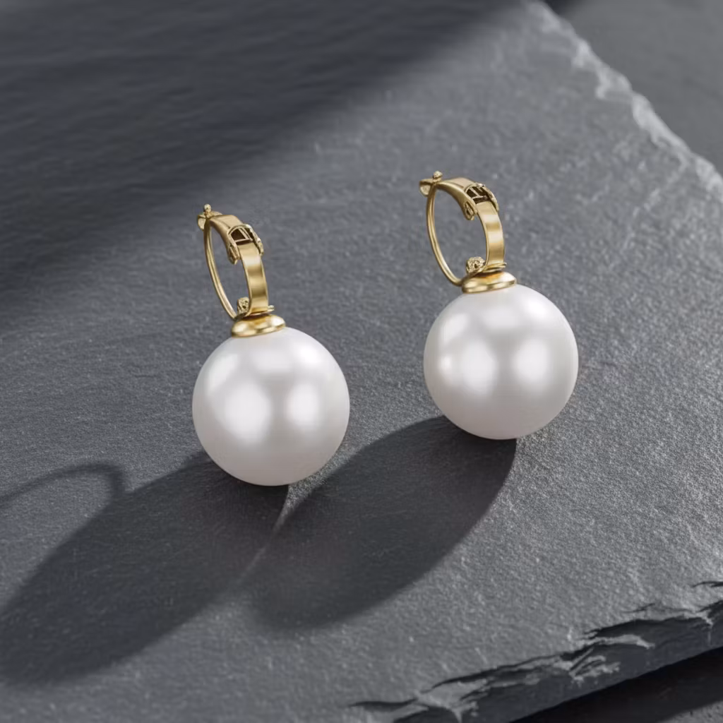 Klassiske Perle-øredobber med Gullhoops