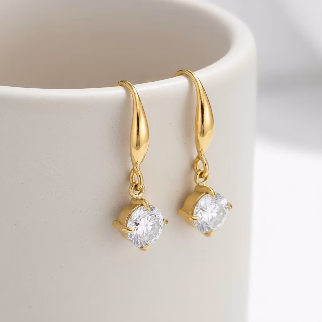 Drop-øredobber med Klar Stein