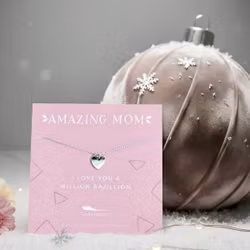 Lucky Feather - Amazing  Mum - Heart Silver Necklace