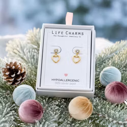 Life Charms - Gullbelagte hjerte øredobber