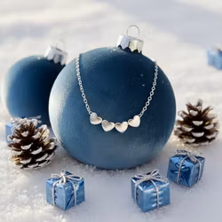 The Vintage Pearl - "All My Loves Gold Necklace" - 4 Hearts - Silver