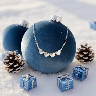 The Vintage Pearl - "All My Loves Gold Necklace" - 4 Hearts - Silver