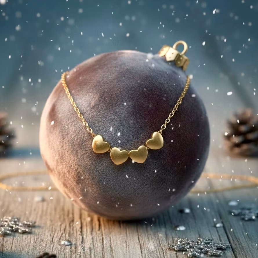 The Vintage Pearl - "All My Loves Gold Necklace" - 4 Hearts