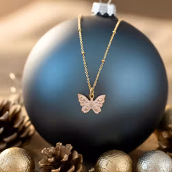 Mesa Blue - Gullbelagt Enamel Sommerfugl kjede