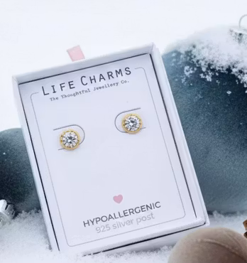 ´Life Charms - Crystal Gullbelagte Øredobber