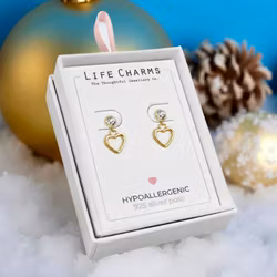 Life Charms - Gullbelagte hjerte øredobber
