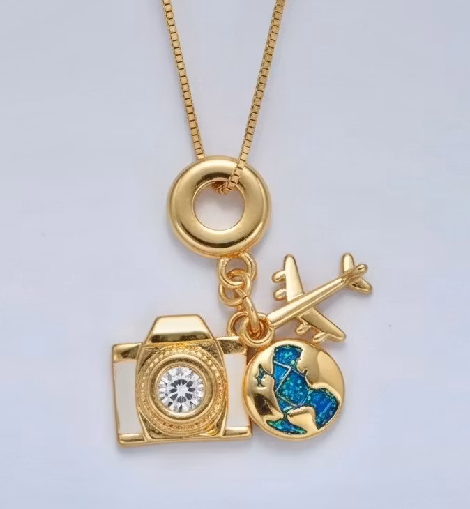 Travel Charm Gullkjede