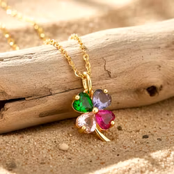 Flerfarget Firkløver Gullkjede