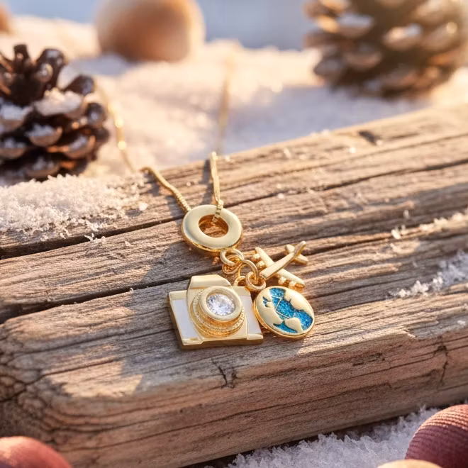 Travel Charm Gullkjede