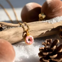 Pink Donut  Gullkjede