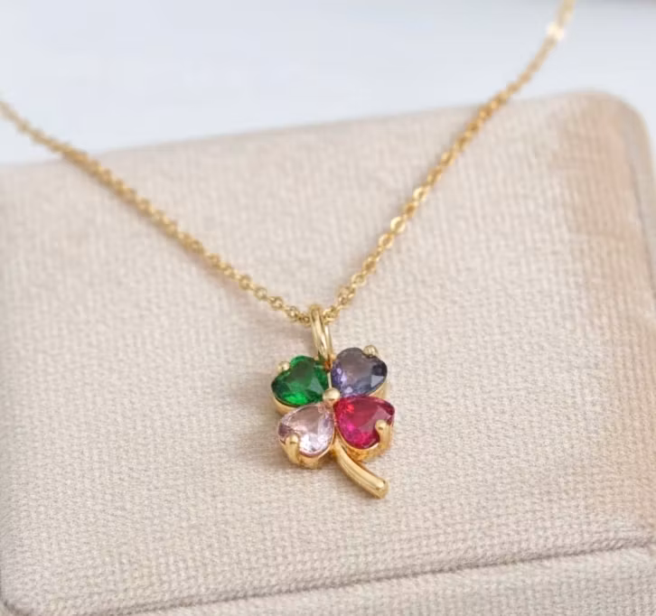 Flerfarget Firkløver Gullkjede