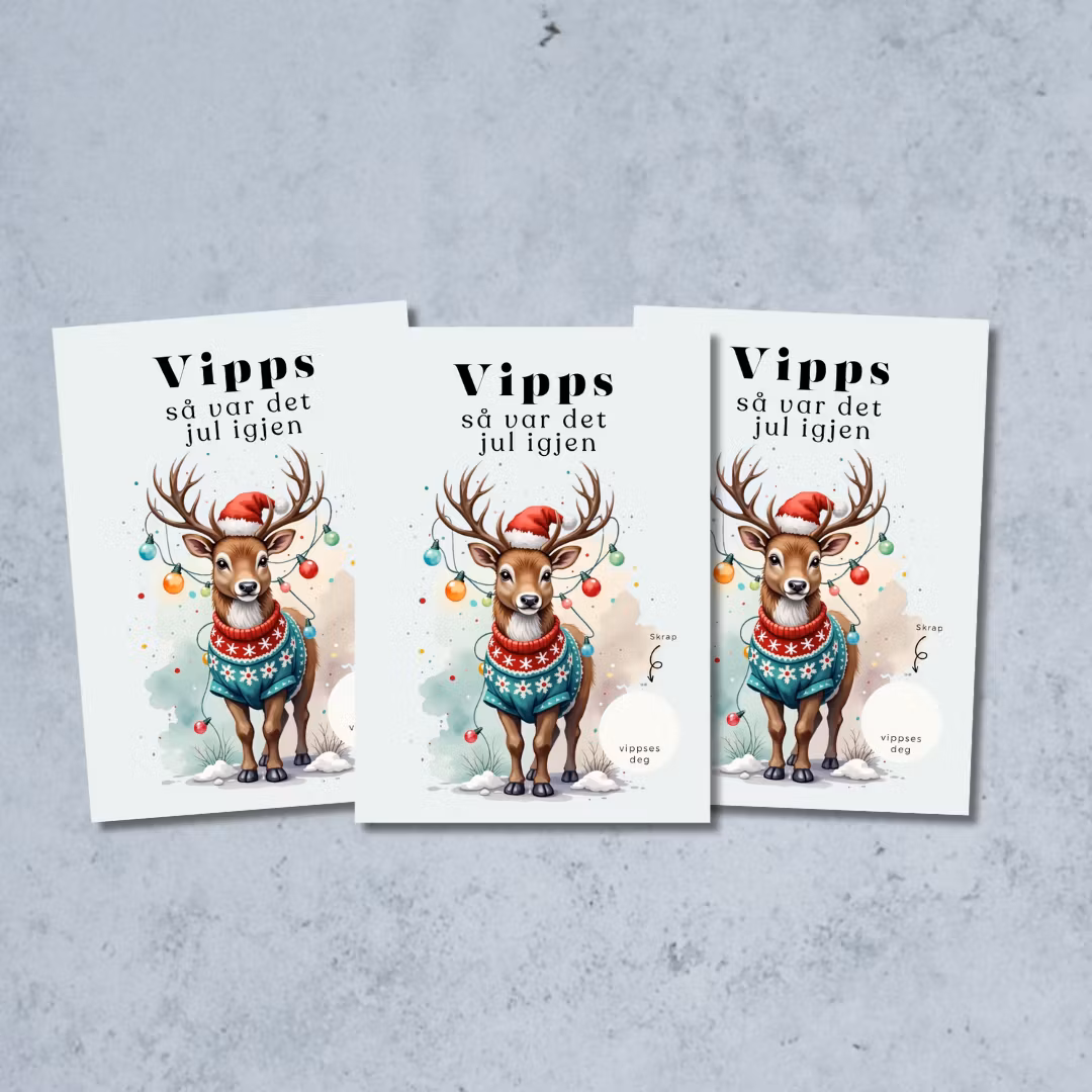 3pk Vipps Julekort - Reinsdyr
