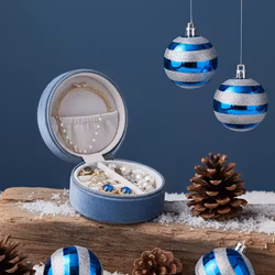 Smykkeskrin i fløyel - Lys blå