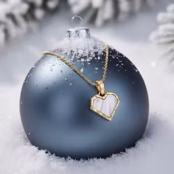 Gullkjede - Hjerteanheng med Shell Pearl