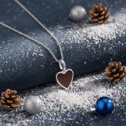 Sølvkjede - Rødt hjerteanheng