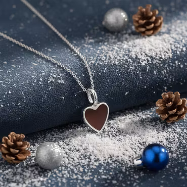 Sølvkjede - Rødt hjerteanheng