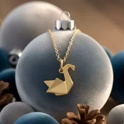 Lily Charmed - Origami Swan  Gold Necklace