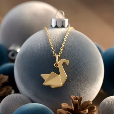 Lily Charmed - Origami Swan  Gold Necklace