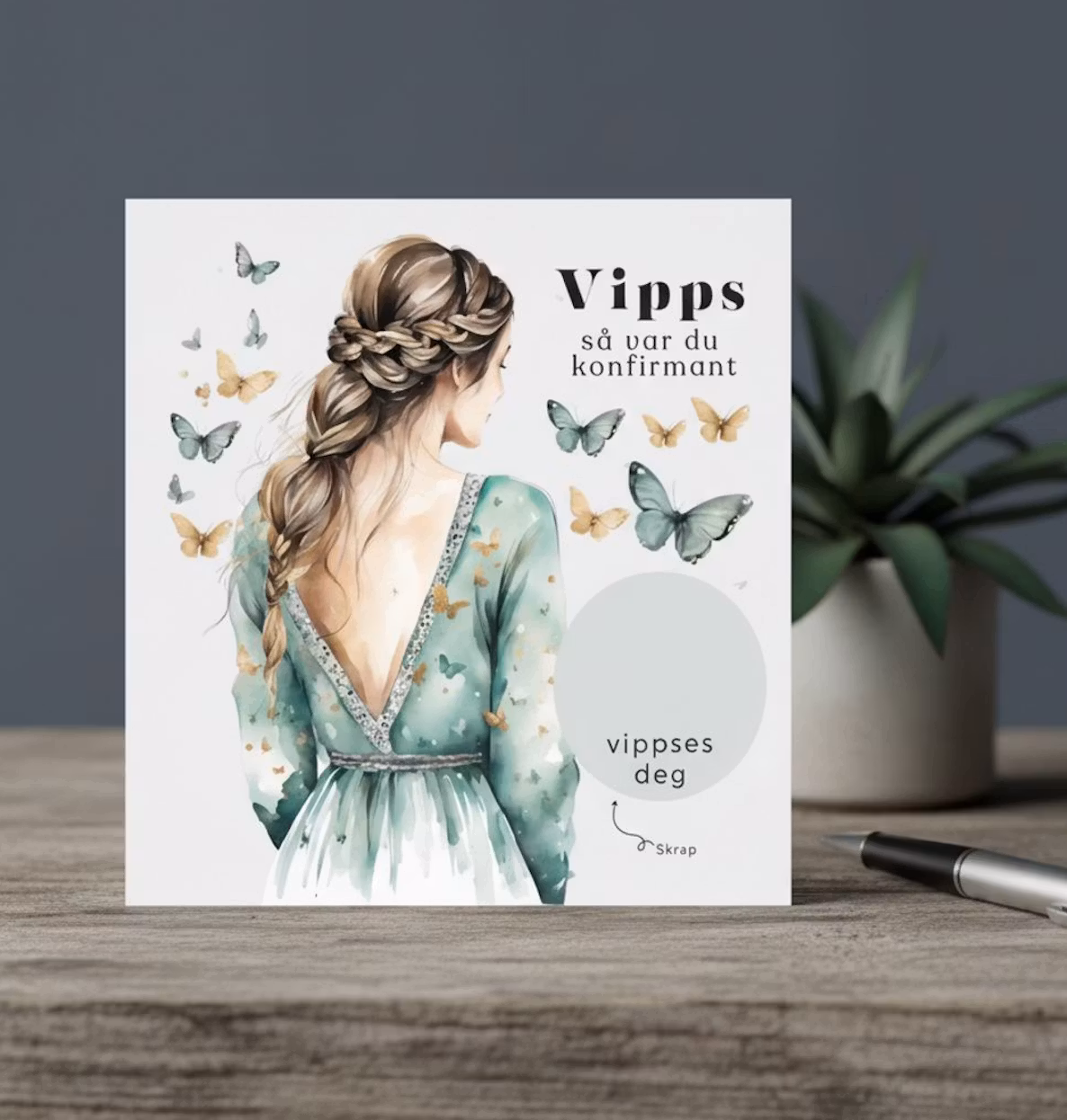 Vipps Konfirmasjonskort - Sommerfugl