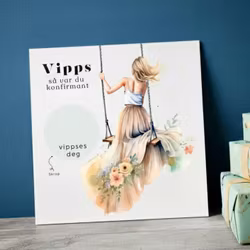 Vipps Konfirmasjonskort  - Jenta på huska