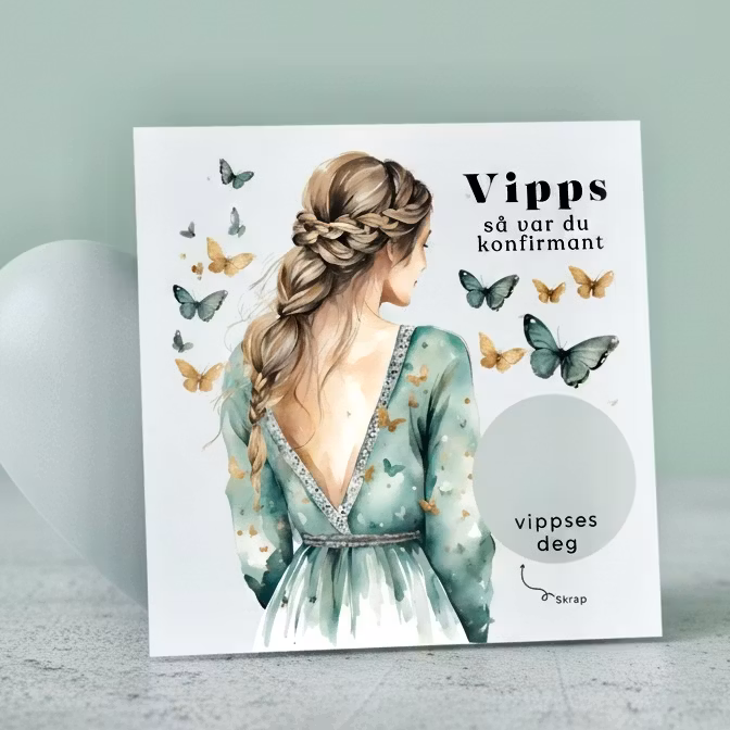 Vipps Konfirmasjonskort - Sommerfugl
