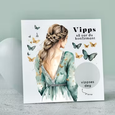 Vipps Konfirmasjonskort - Sommerfugl