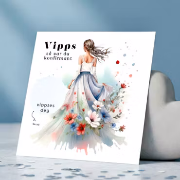 Vipps Konfirmasjonskort  - Blomsterkjole