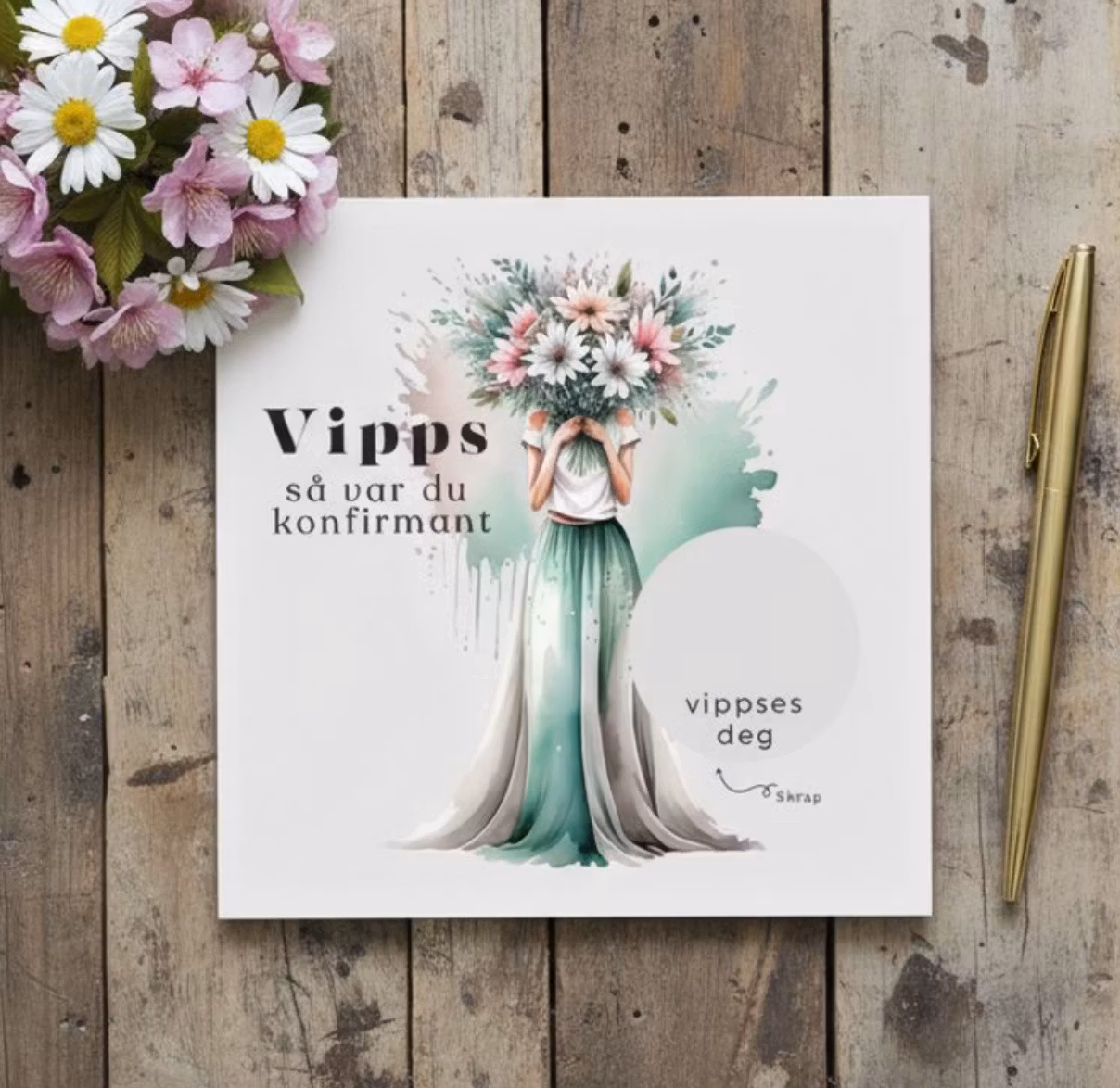 Vipps Konfirmasjonskort  - Flowergirl