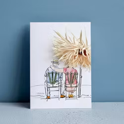 Lütteblüten kort - Kjærestepar under blomsterpalme.