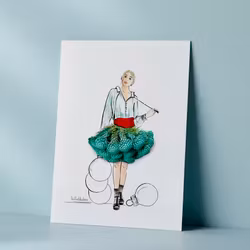 Lütteblüten kort - Jente med juleskjørt