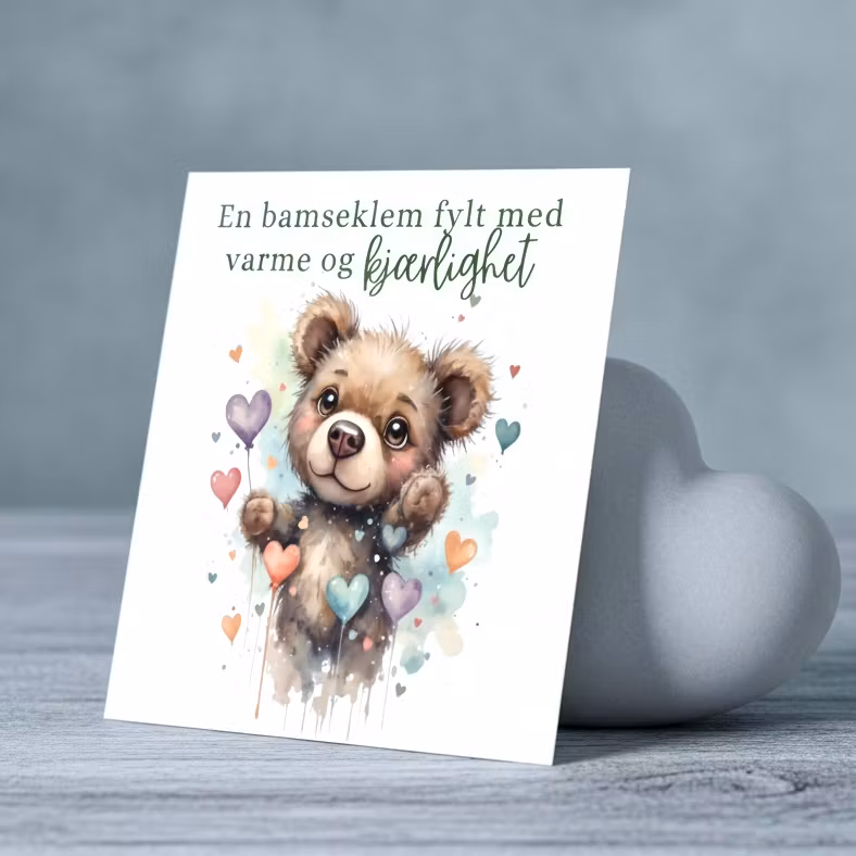 Bursdagskort - Bamseklem