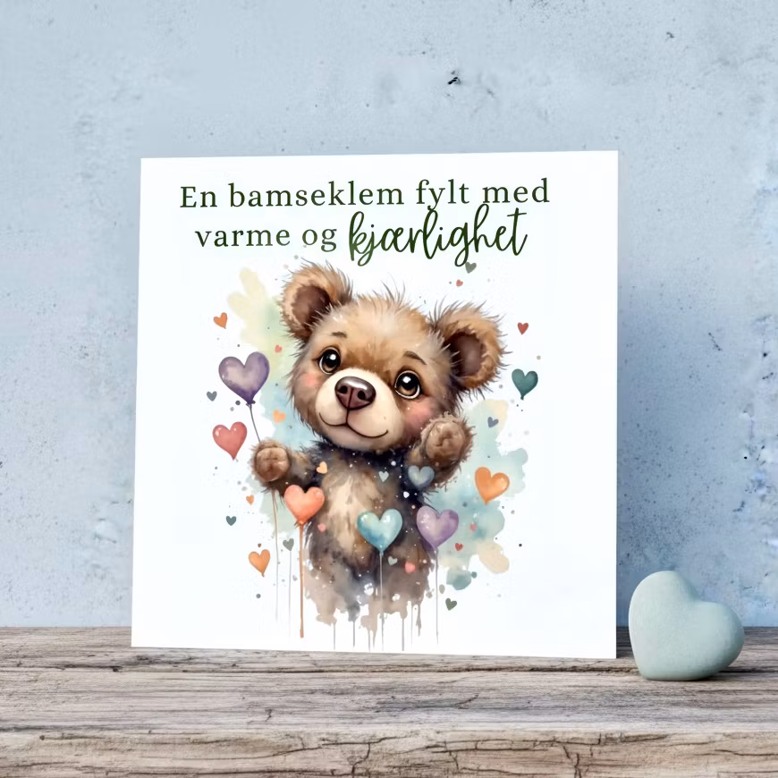 Bursdagskort - Bamseklem