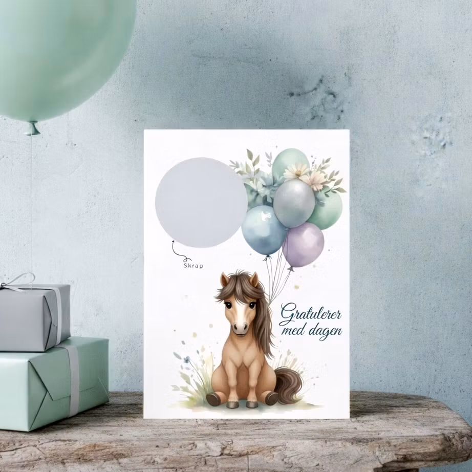 Bursdag Skrapekort - Hest