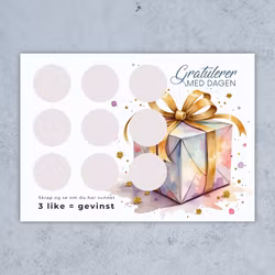 Skrap og vinn - Bursdagskort