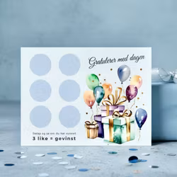 Skrap og vinn - Bursdagskort