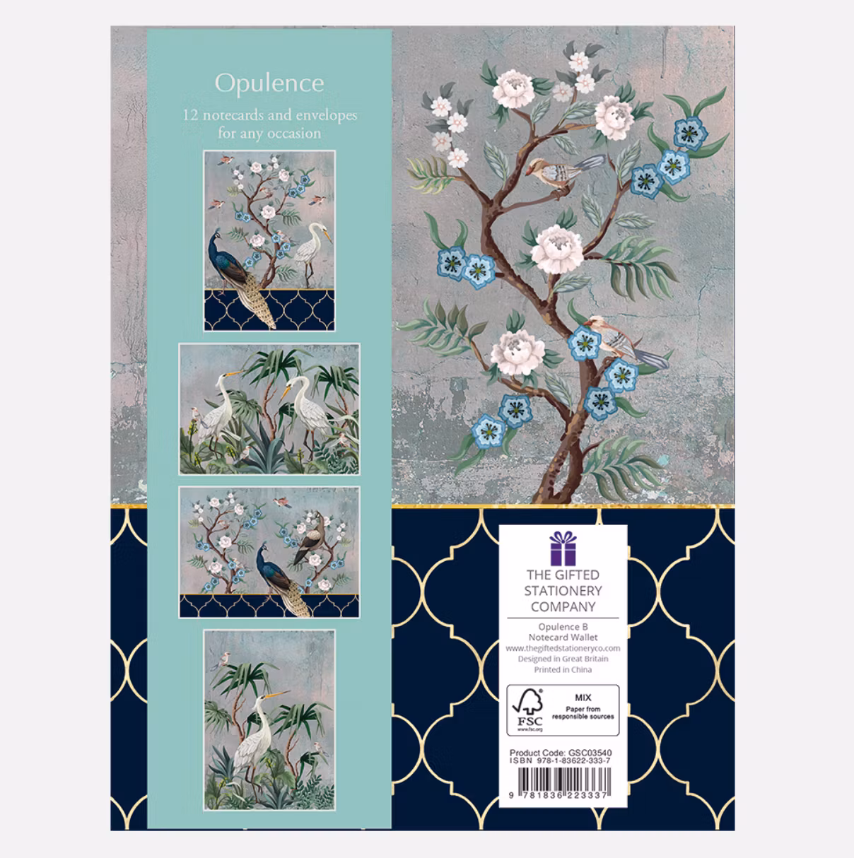 Kortpakke - 12 kort - Påfugl