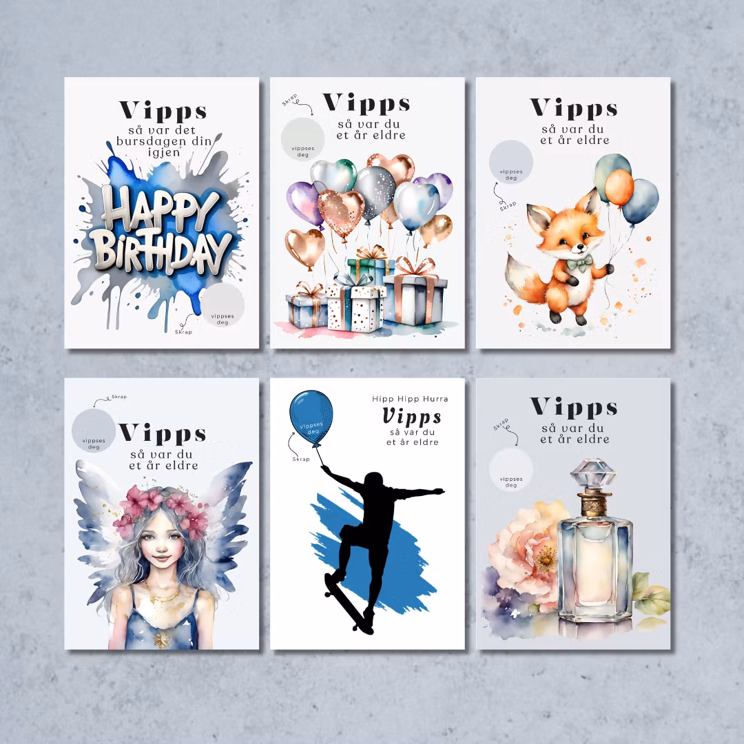 6pk Vipps Bursdagskort