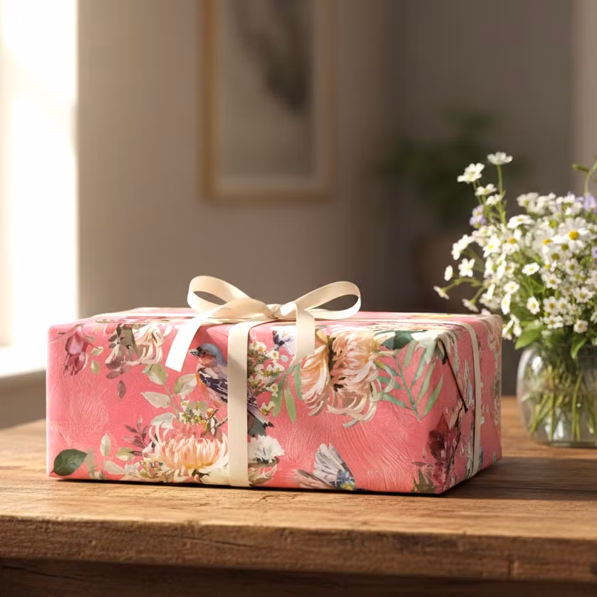 Gavepapir Set - Blomster og Fugler