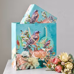Medium  Gavepose - Fugl og blomster