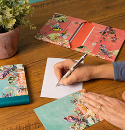 Kortpakke - 12 kort - Fugl og blomst