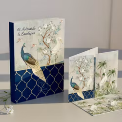 Kortpakke - 12 kort - Påfugl