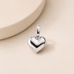 Puffy Heart Silver Charm