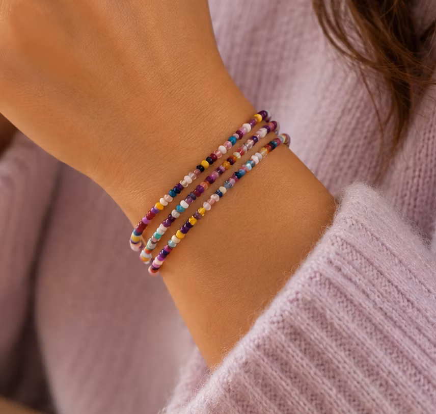 3pk Glass Beads Stretch Bracelet