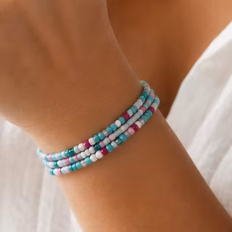3pk Glass Beads Stretch Bracelet