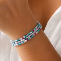 3pk Glass Beads Stretch Bracelet