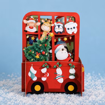Alljoy Design -  Popup Julekort - Julebuss