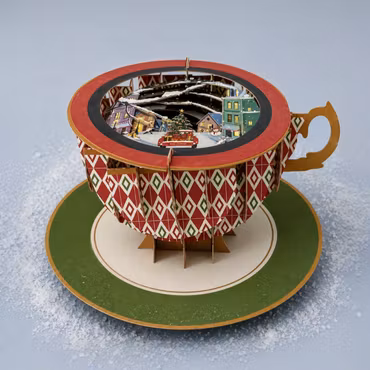 A Cup of Tea Pop Up Card - Christmas Village