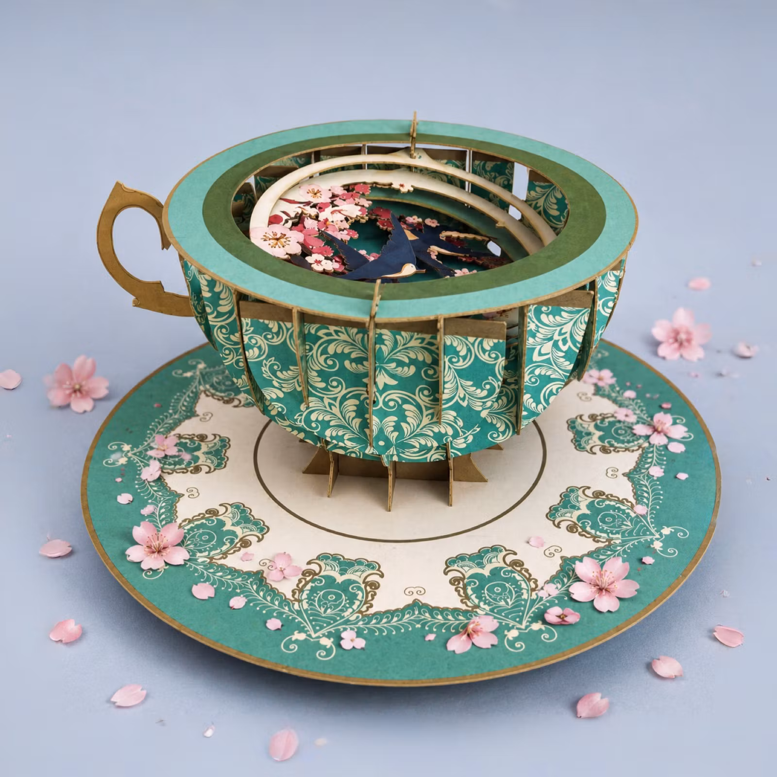 A Cup of Tea Pop Up Card - Cherry Blossom